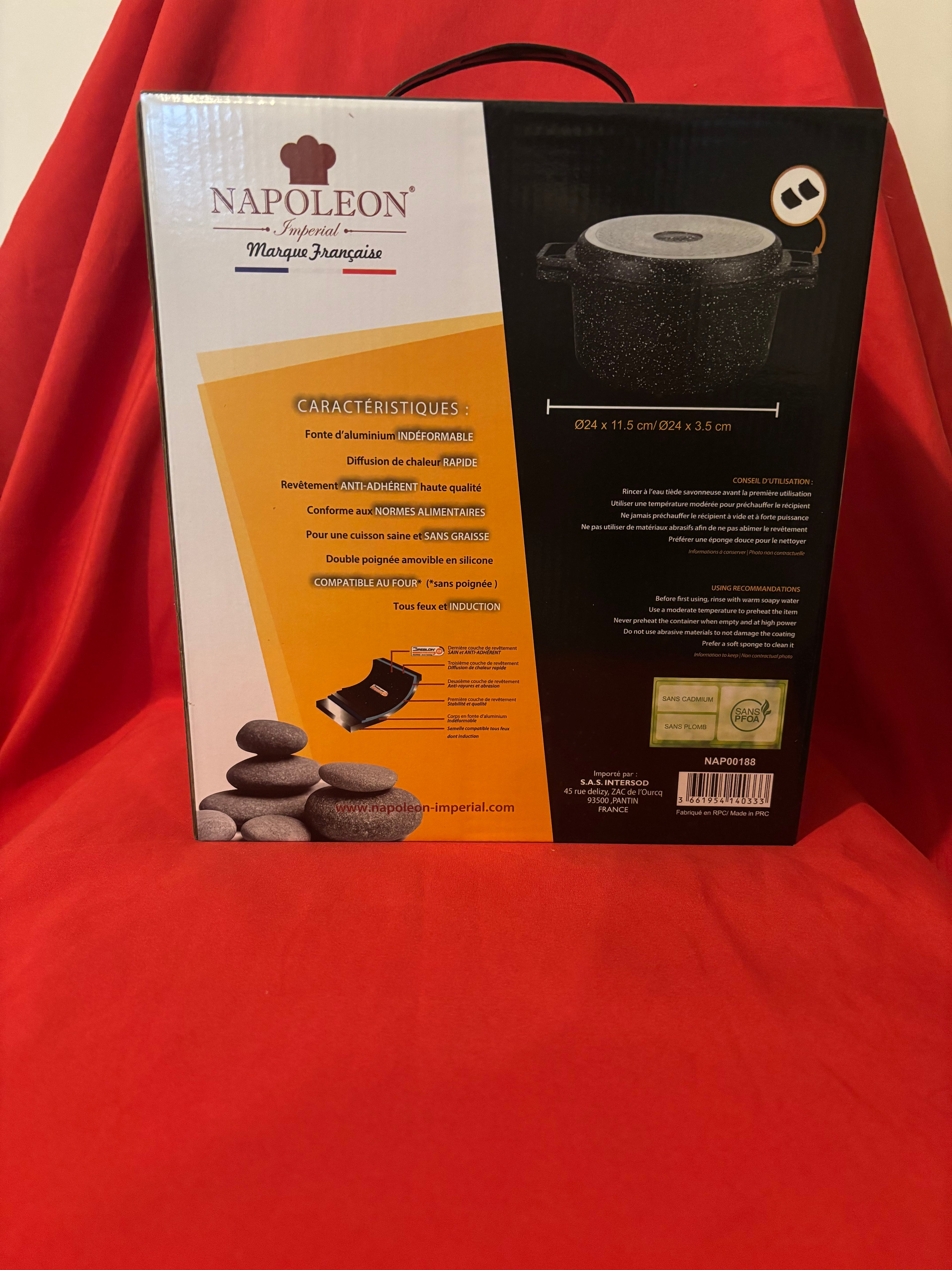 Faitout 2-en-1 24 cm avec Grill – Fonte d’Aluminium – Revêtement Pierre