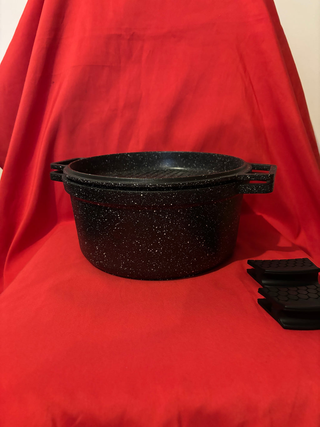 Faitout 2-en-1 24 cm avec Grill – Fonte d’Aluminium – Revêtement Pierre