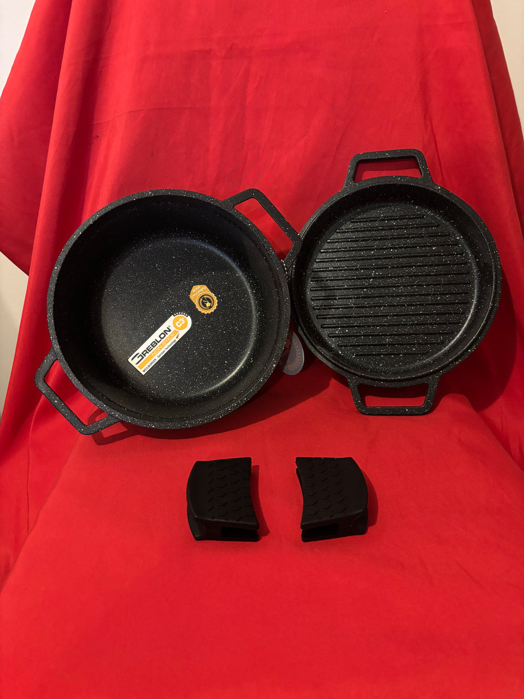 Faitout 2-en-1 20 cm avec Grill – Fonte d’Aluminium – Revêtement Pierre