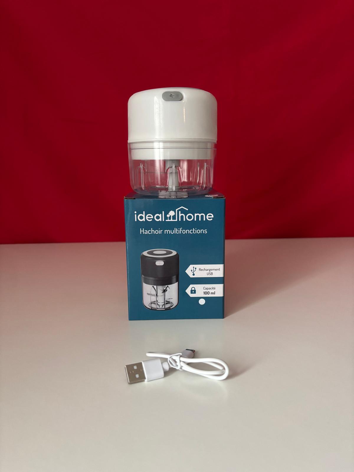 Hachoir électrique multifonctions rechargeable USB – 100 ml – Ideal Home