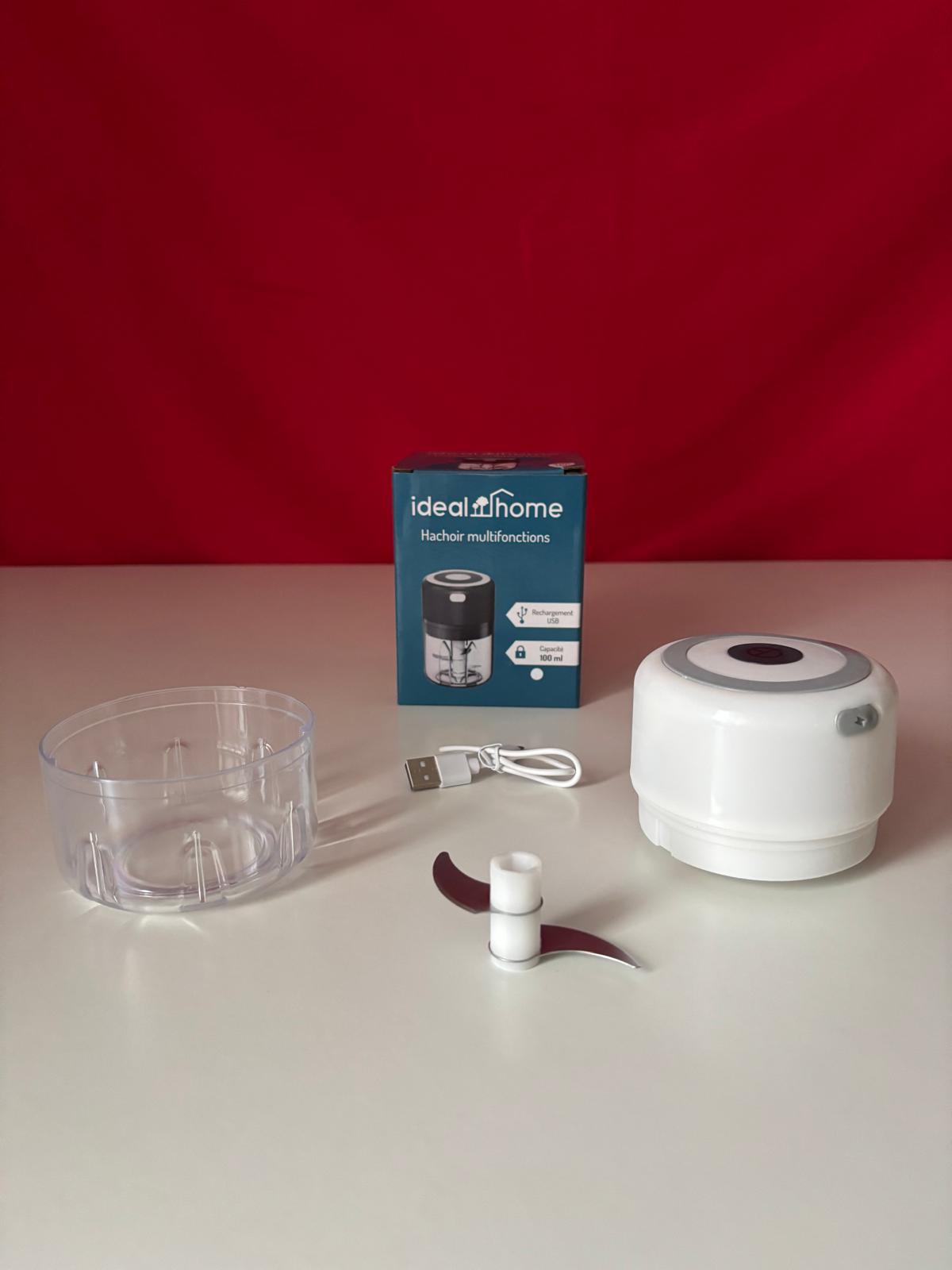 Hachoir électrique multifonctions rechargeable USB – 100 ml – Ideal Home